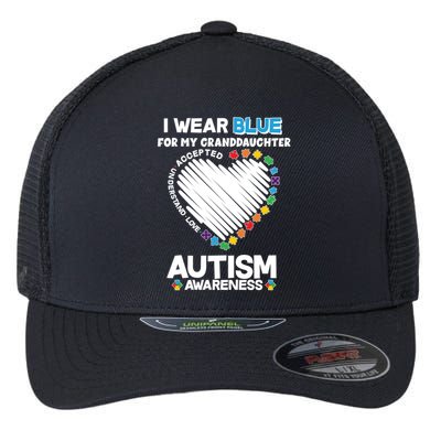 I Wear Blue For My Personalize Custom Text Autism Flexfit Unipanel Trucker Cap