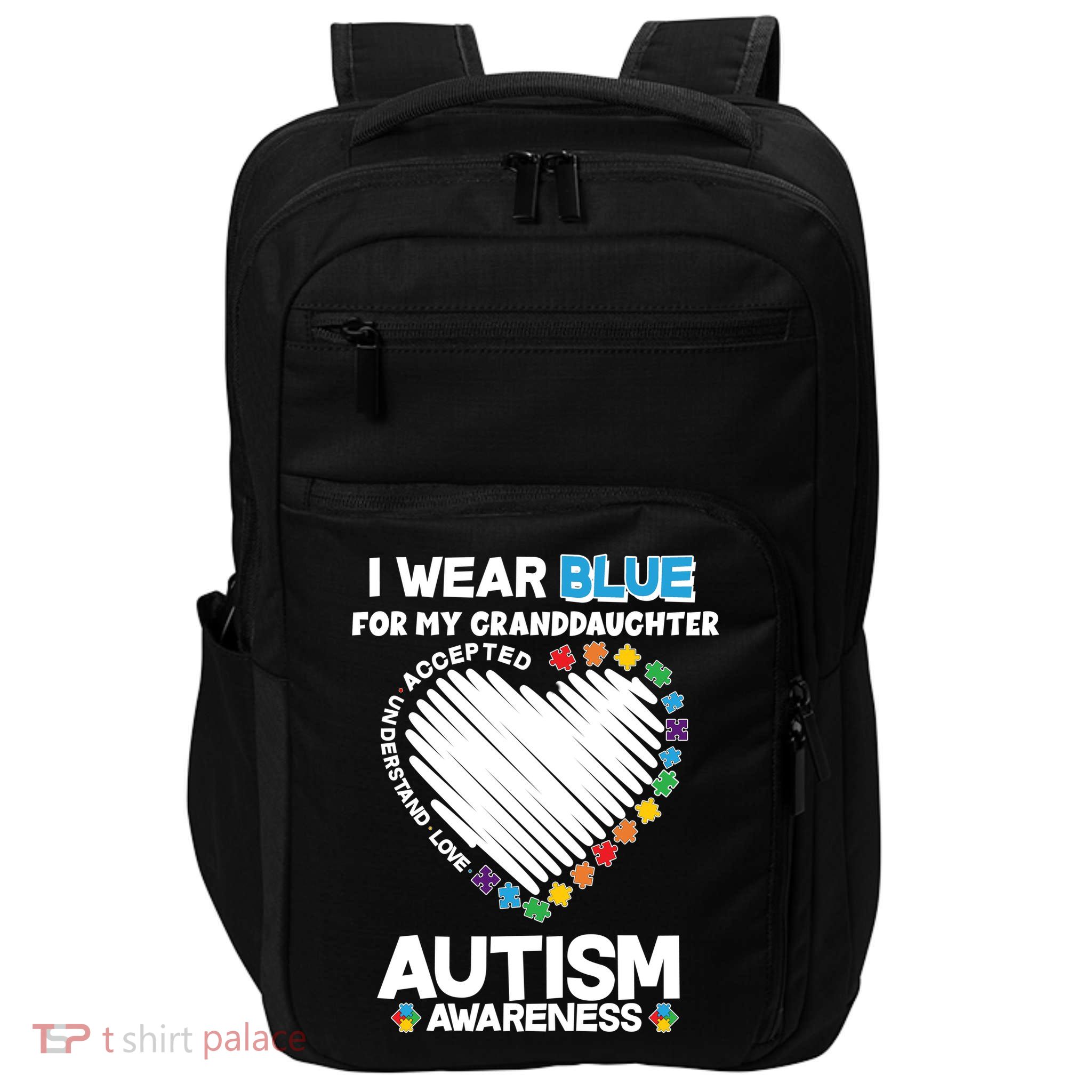 I Wear Blue For My Personalize Custom Text Autism Impact Tech Backpack