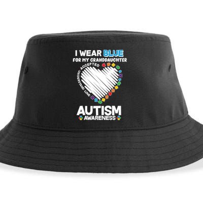 I Wear Blue For My Personalize Custom Text Autism Sustainable Bucket Hat