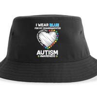 I Wear Blue For My Personalize Custom Text Autism Sustainable Bucket Hat