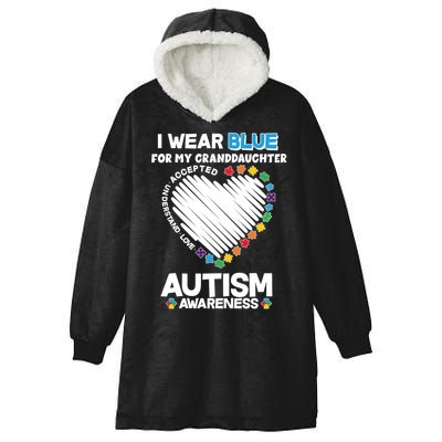 I Wear Blue For My Personalize Custom Text Autism Hooded Wearable Blanket