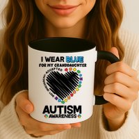 I Wear Blue For My Personalize Custom Text Autism Mug