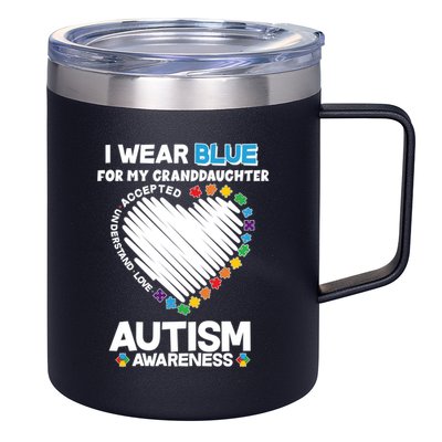 I Wear Blue For My Personalize Custom Text Autism 12oz Stainless Steel Coffee Mug