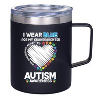 I Wear Blue For My Personalize Custom Text Autism 12oz Stainless Steel Coffee Mug