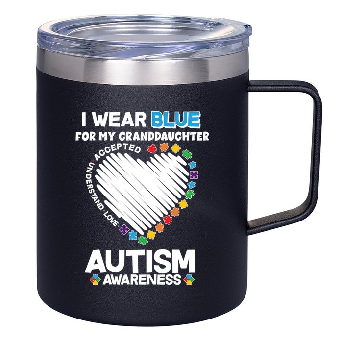 I Wear Blue For My Personalize Custom Text Autism 12oz Stainless Steel Coffee Mug