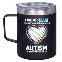 I Wear Blue For My Personalize Custom Text Autism 12oz Stainless Steel Coffee Mug