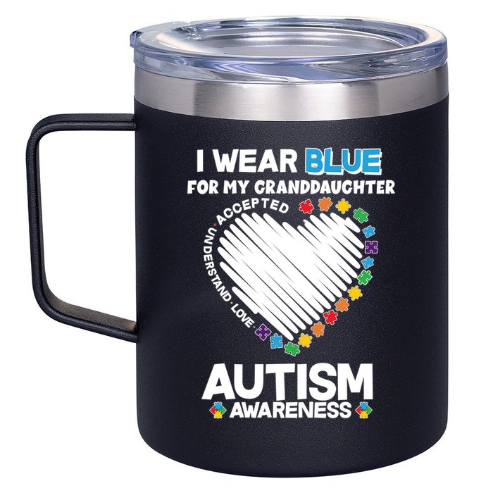 I Wear Blue For My Personalize Custom Text Autism 12oz Stainless Steel Coffee Mug