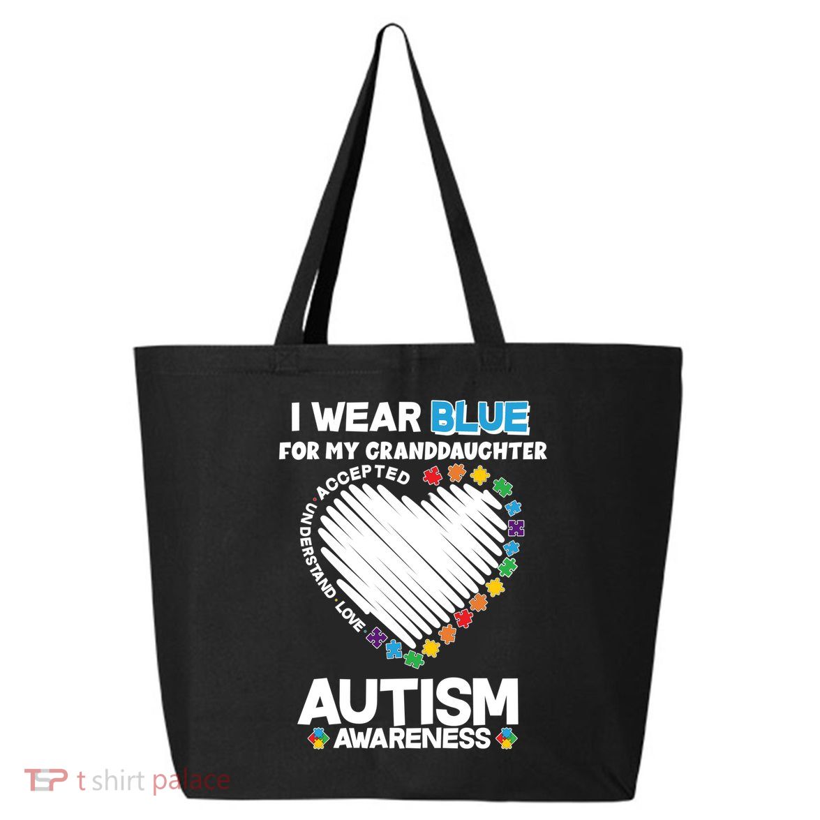 I Wear Blue For My Personalize Custom Text Autism 25L Jumbo Tote