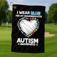 I Wear Blue For My Personalize Custom Text Autism Golf Towel