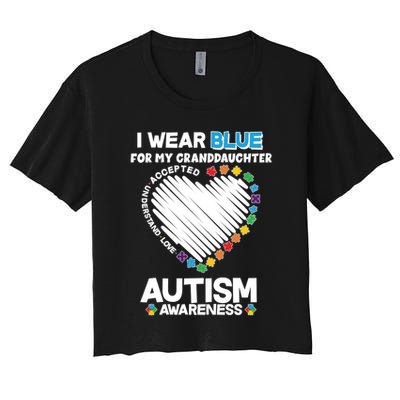 I Wear Blue For My Personalize Custom Text Autism Crop Top