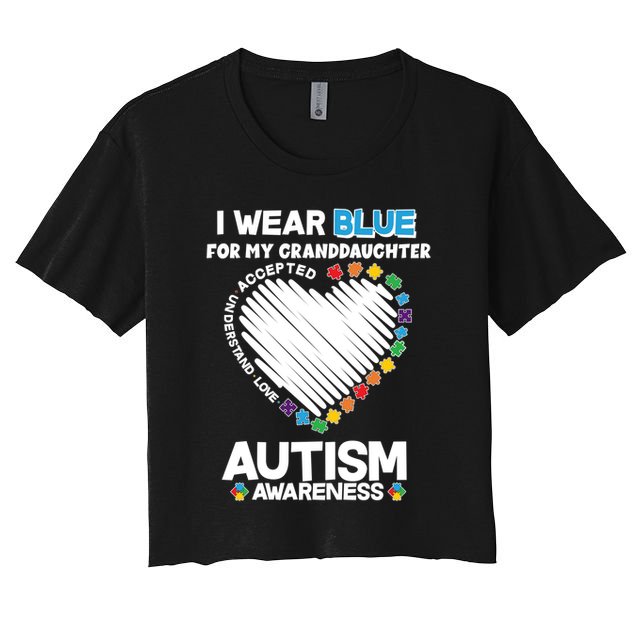 I Wear Blue For My Personalize Custom Text Autism Crop Top