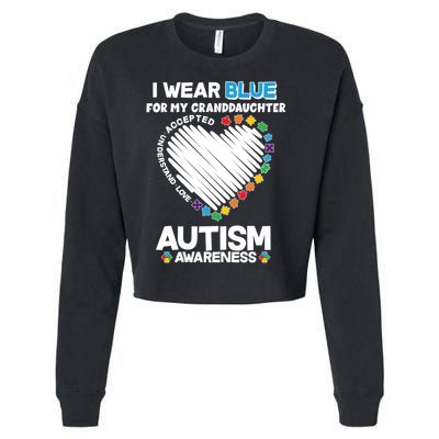 I Wear Blue For My Personalize Custom Text Autism Cropped Pullover Crew