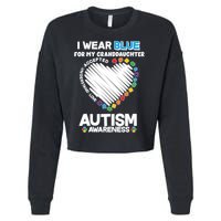 I Wear Blue For My Personalize Custom Text Autism Cropped Pullover Crew