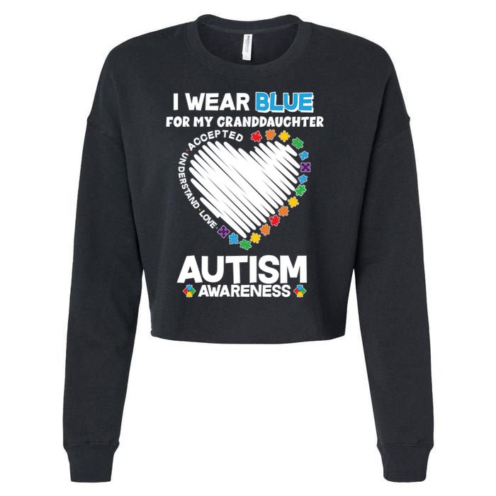 I Wear Blue For My Personalize Custom Text Autism Cropped Pullover Crew