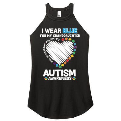 I Wear Blue For My Personalize Custom Text Autism Women's Perfect Tri Rocker Tank