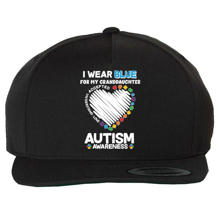 I Wear Blue For My Personalize Custom Text Autism Wool Snapback Cap