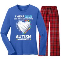 I Wear Blue For My Personalize Custom Text Autism Women's Long Sleeve Flannel Pajama Set 