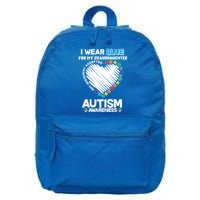 I Wear Blue For My Personalize Custom Text Autism 16 in Basic Backpack