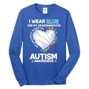 I Wear Blue For My Personalize Custom Text Autism Tall Long Sleeve T-Shirt