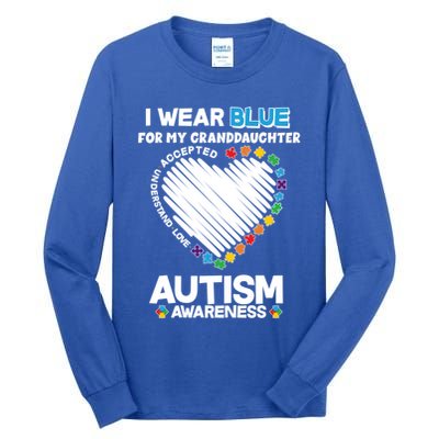 I Wear Blue For My Personalize Custom Text Autism Tall Long Sleeve T-Shirt