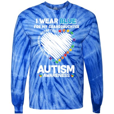 I Wear Blue For My Personalize Custom Text Autism Tie-Dye Long Sleeve Shirt