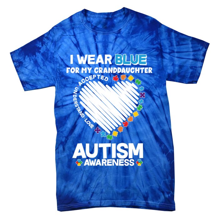 I Wear Blue For My Personalize Custom Text Autism Tie-Dye T-Shirt