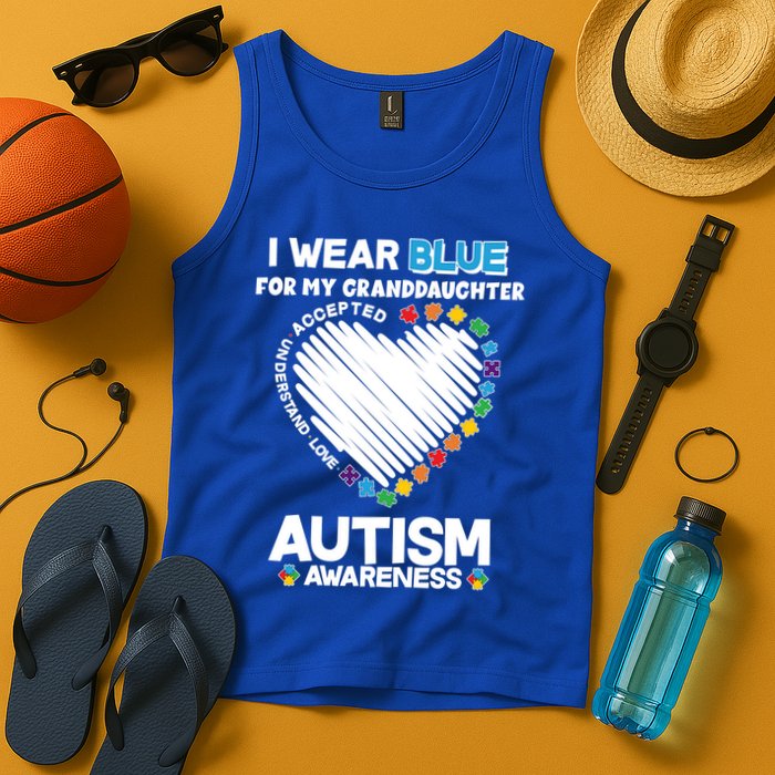 I Wear Blue For My Personalize Custom Text Autism Tank Top
