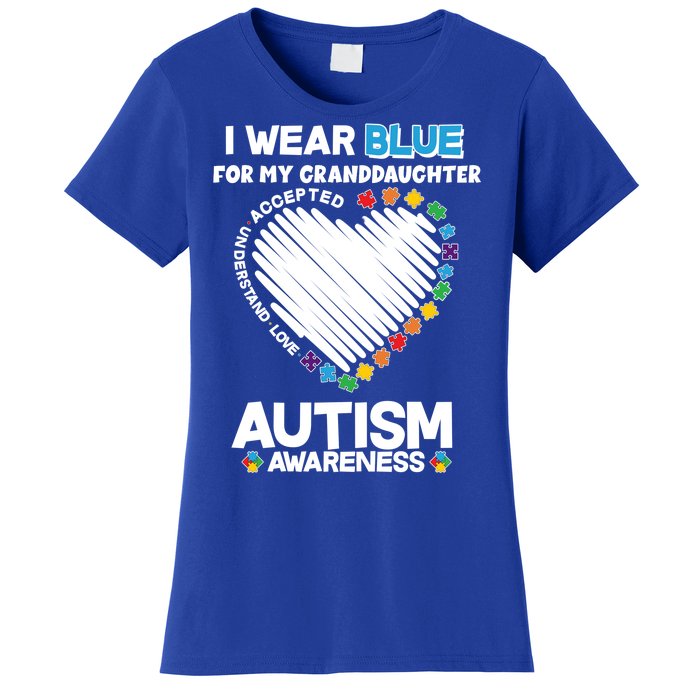 I Wear Blue For My Personalize Custom Text Autism Women's T-Shirt