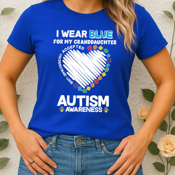 I Wear Blue For My Personalize Custom Text Autism Womens T-Shirt