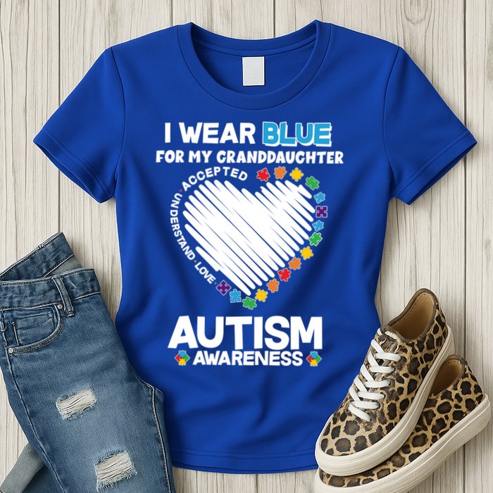 I Wear Blue For My Personalize Custom Text Autism Womens T-Shirt