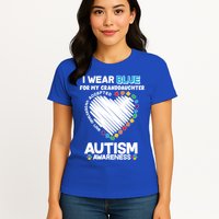 I Wear Blue For My Personalize Custom Text Autism Womens T-Shirt