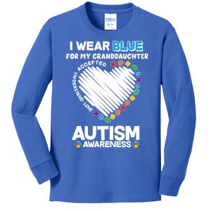 I Wear Blue For My Personalize Custom Text Autism Kids Long Sleeve Shirt