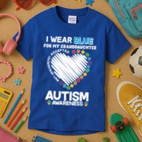 I Wear Blue For My Personalize Custom Text Autism Kids T-Shirt