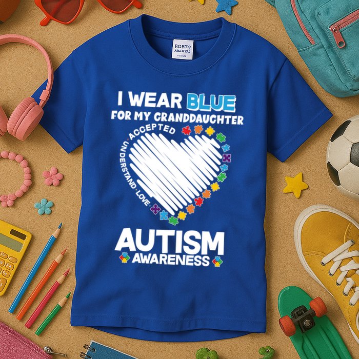 I Wear Blue For My Personalize Custom Text Autism Kids T-Shirt