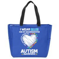 I Wear Blue For My Personalize Custom Text Autism Zip Tote Bag