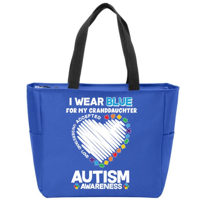 I Wear Blue For My Personalize Custom Text Autism Zip Tote Bag