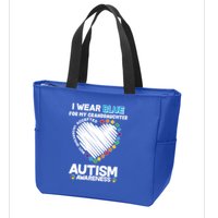 I Wear Blue For My Personalize Custom Text Autism Zip Tote Bag