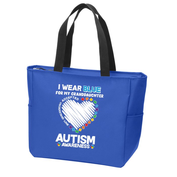 I Wear Blue For My Personalize Custom Text Autism Zip Tote Bag