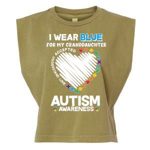 I Wear Blue For My Personalize Custom Text Autism Garment-Dyed Women's Muscle Tee