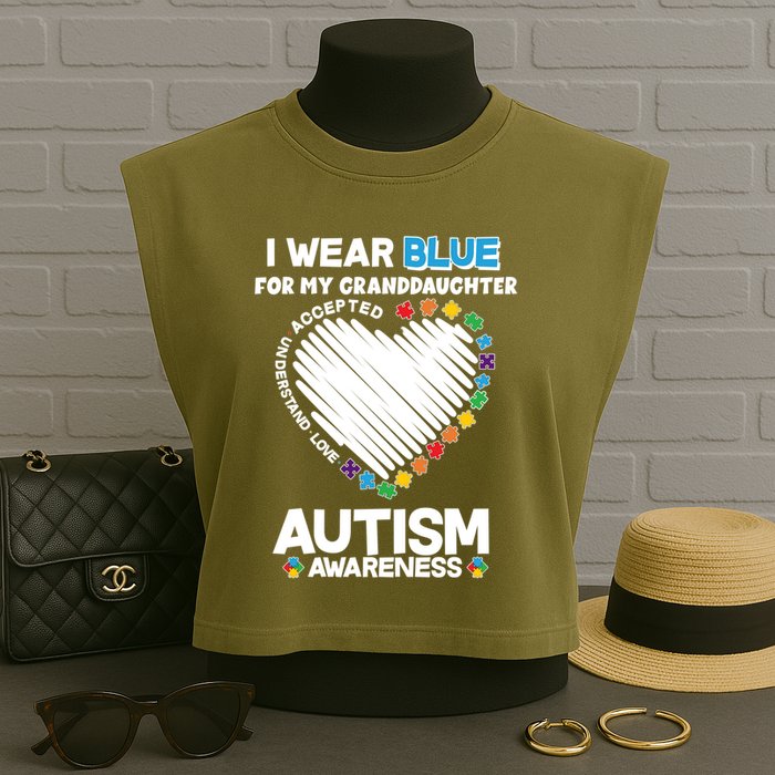 I Wear Blue For My Personalize Custom Text Autism Garment-Dyed Women's Muscle Tee