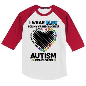 I Wear Blue For My Personalize Custom Text Autism Kids Colorblock Raglan Jersey