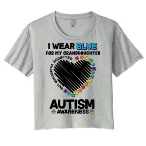 I Wear Blue For My Personalize Custom Text Autism Women's Crop Top Tee