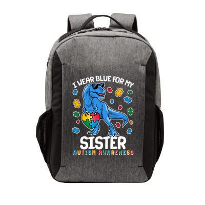 I Wear Blue For My Sister  Autism Awareness T-Rex Dinosaur Vector Backpack