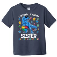 I Wear Blue For My Sister  Autism Awareness T-Rex Dinosaur Toddler T-Shirt