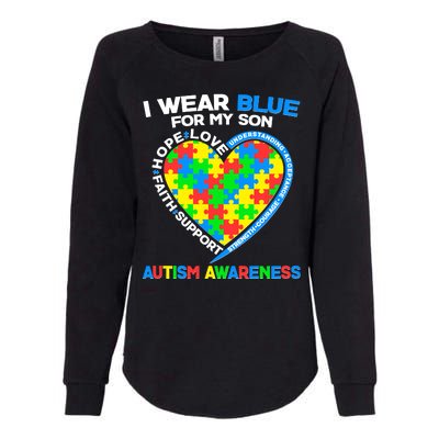 I Wear Blue For My Son Autism Awareness Heart Puzzle  Womens California Wash Sweatshirt