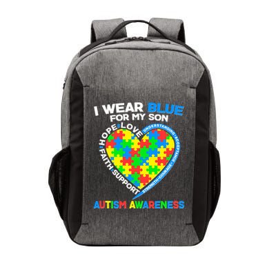 I Wear Blue For My Son Autism Awareness Heart Puzzle  Vector Backpack