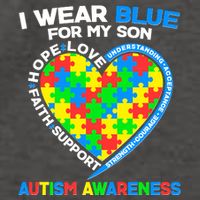 I Wear Blue For My Son Autism Awareness Heart Puzzle  Vector Backpack