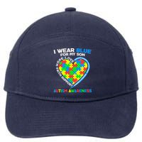 I Wear Blue For My Son Autism Awareness Heart Puzzle  7-Panel Snapback Hat