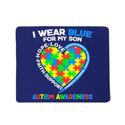 I Wear Blue For My Son Autism Awareness Heart Puzzle  Mousepad