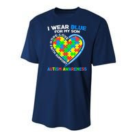 I Wear Blue For My Son Autism Awareness Heart Puzzle  Youth Performance Sprint T-Shirt